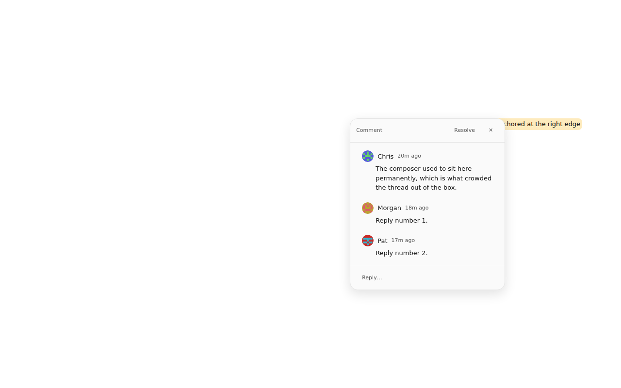 UI/Comments/Catalog — Island / near the viewport edge