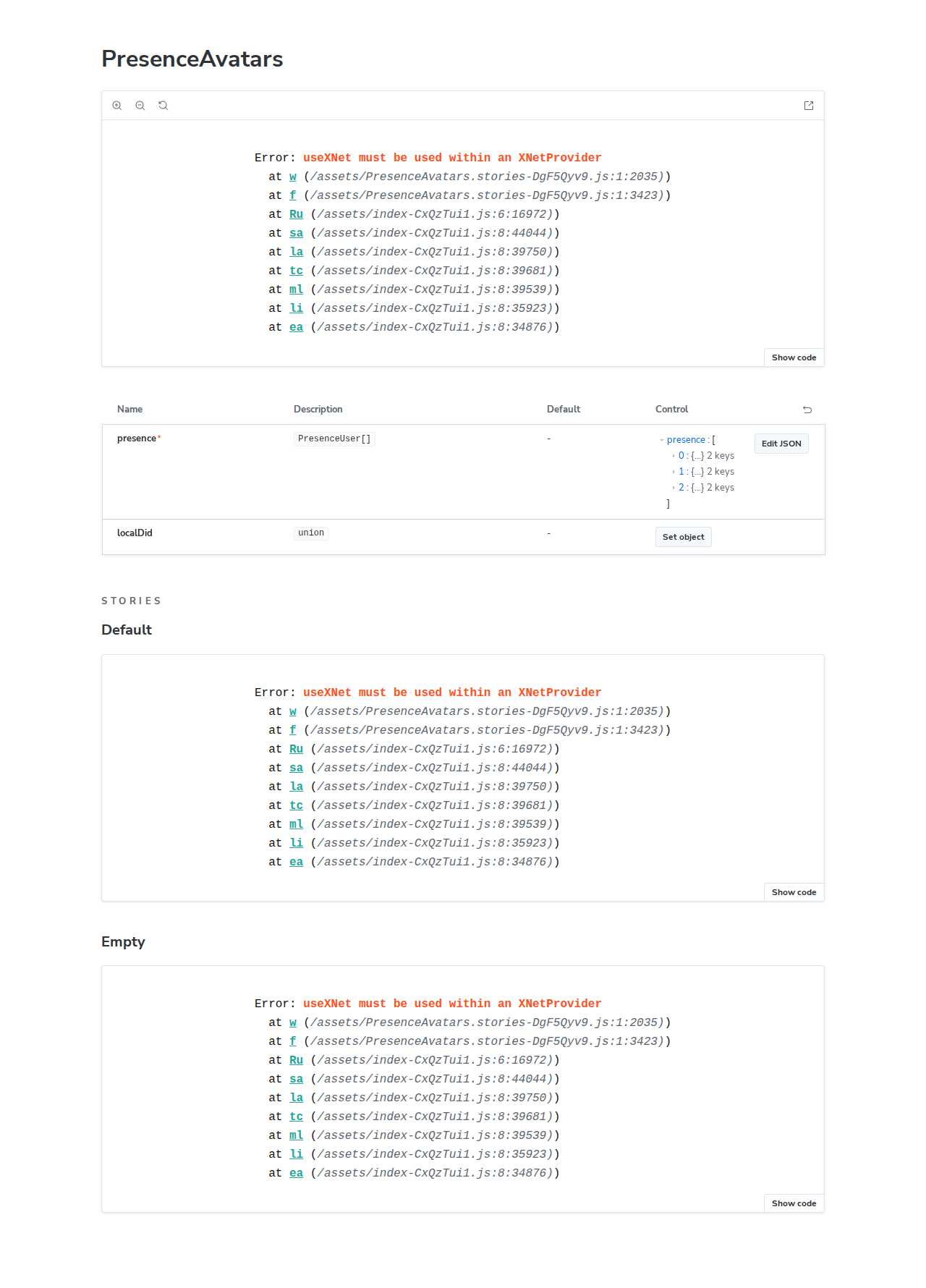 Web/PresenceAvatars — Docs